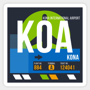 Kona (KOA) Hawaii Airport // Retro Sunset Baggage Tag Sticker